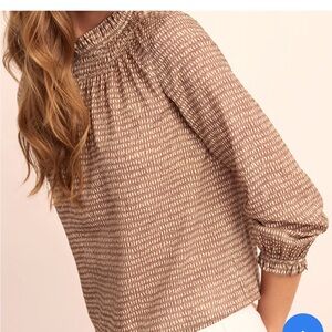 J. McLaughlin Antonia Blouse Brown/ White Sz L